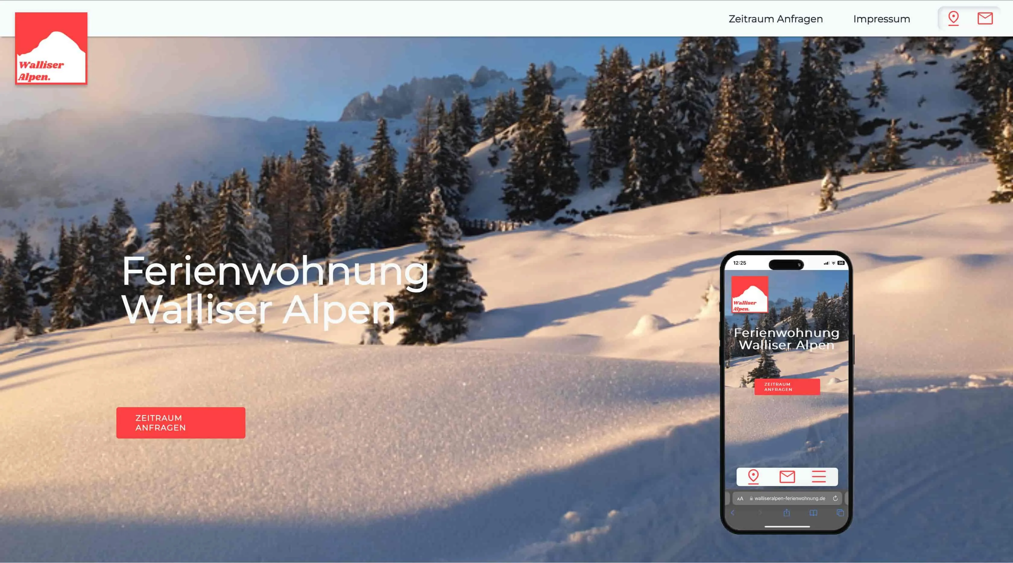 Walliser Alpen Ferienwohnung Webseite und Mobiloptimierung